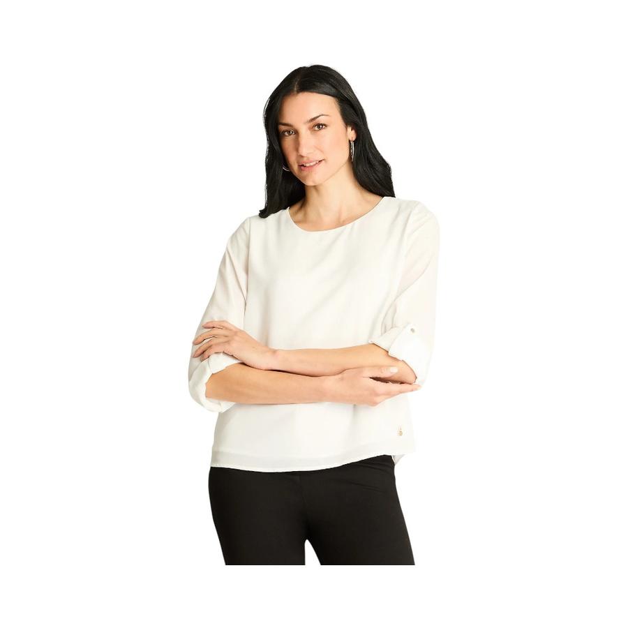 Blusa Georgette Mujer Lorenzo di Pontti Manga 3/4 Crudo