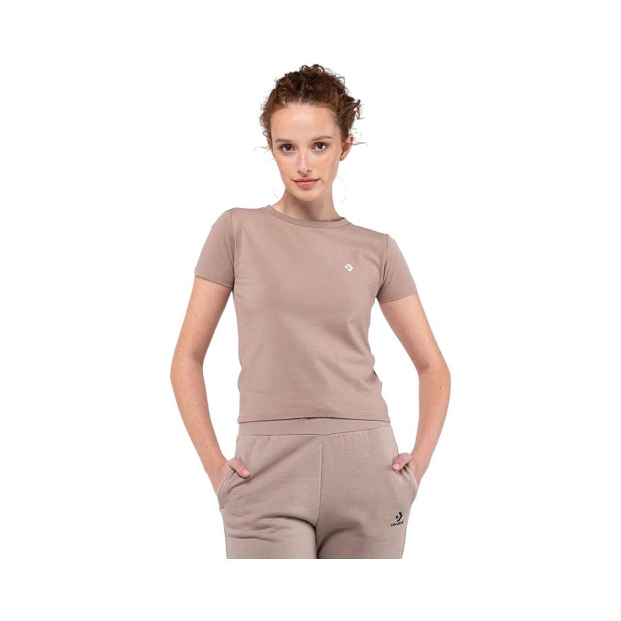 Polera Manga Corta Mujer Converse Star Chevron Slim Beige