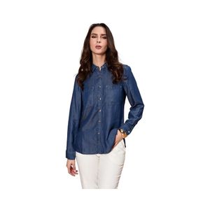 Blusa Mujer Give Camisera Tencel ML Bolsillos Azul