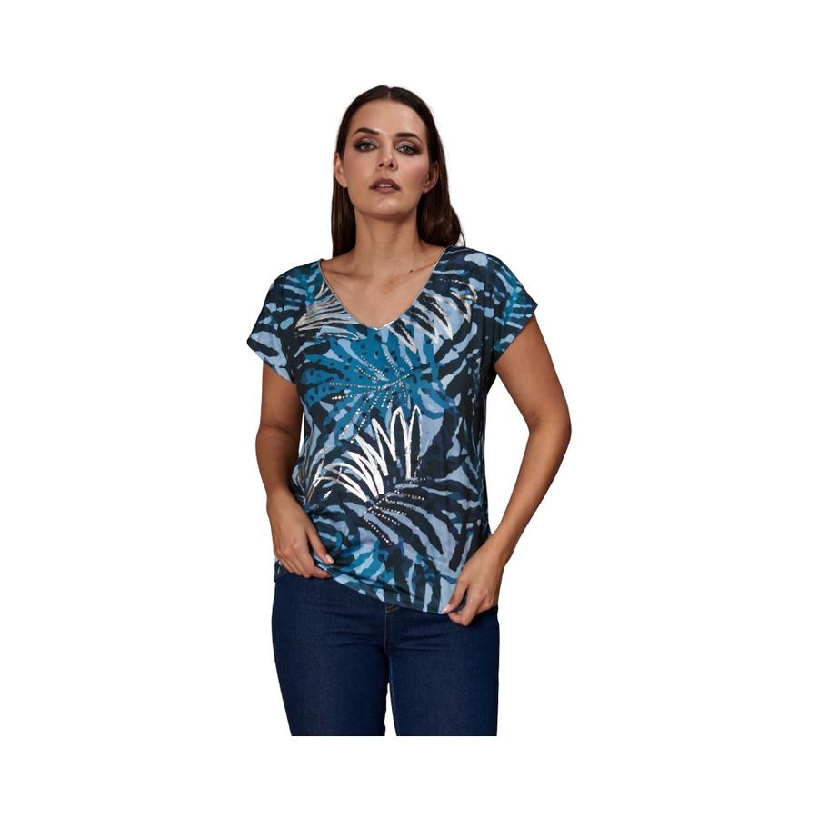 Polera Cuello V Mujer Give Estampada Tachas Menta