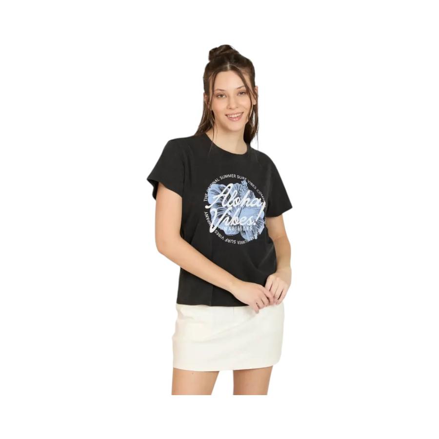 Polera Manga Corta Mujer Maui & Sons Wild Horizon Negro