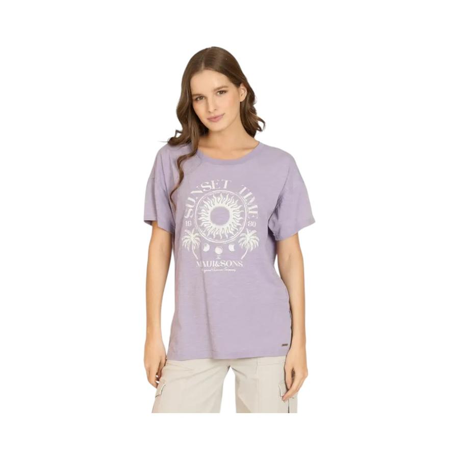 Polera Manga Corta Mujer Maui & Sons Electric Daisy Lila
