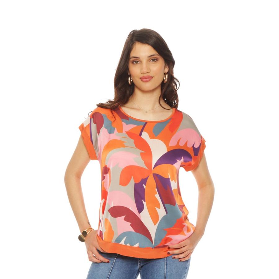 Blusa Manga Corta Estampada Mujer Wados WDC14115 Oxido