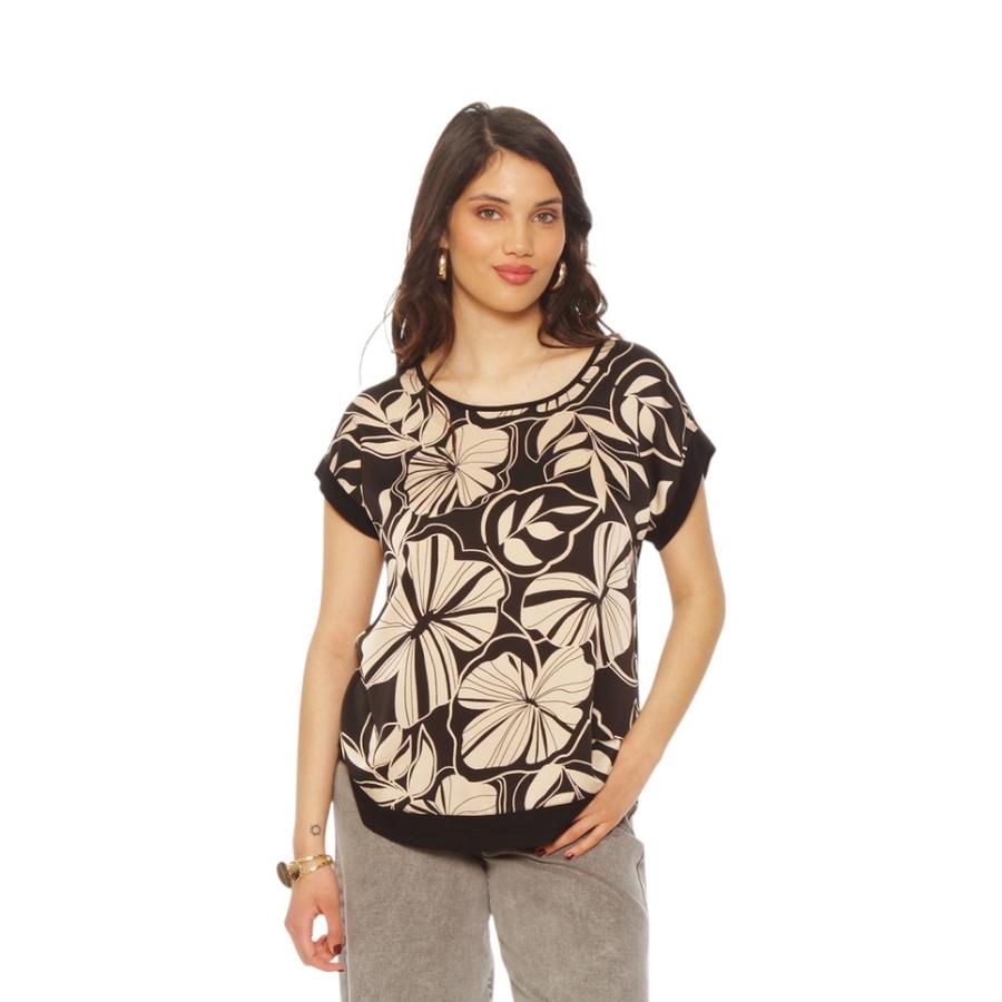 Blusa Manga Corta Estampada Mujer Wados WDC14115 Negro