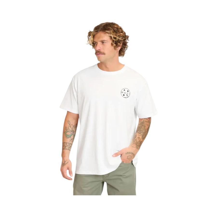 Polera Manga Corta Hombre Maui & Sons The Symbols Blanco
