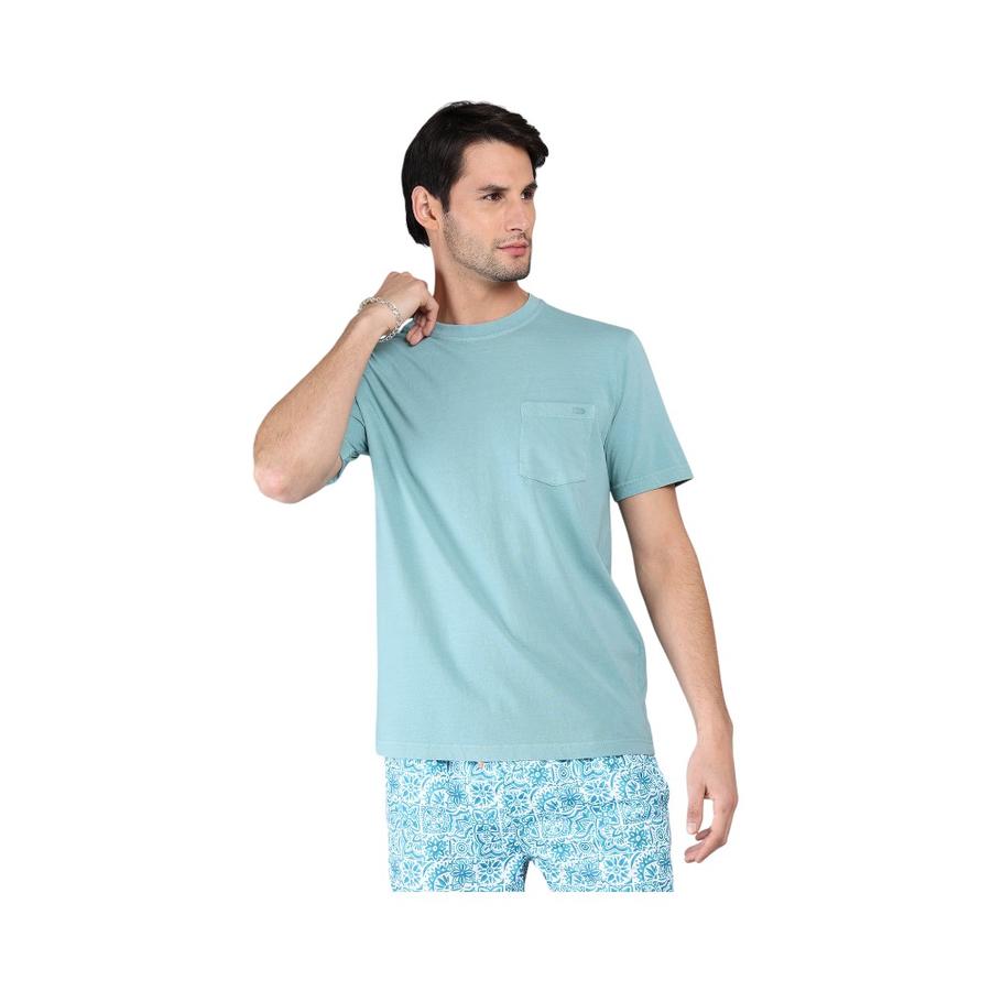 Polera Cuello Redondo Arrow Stone Wash Celeste