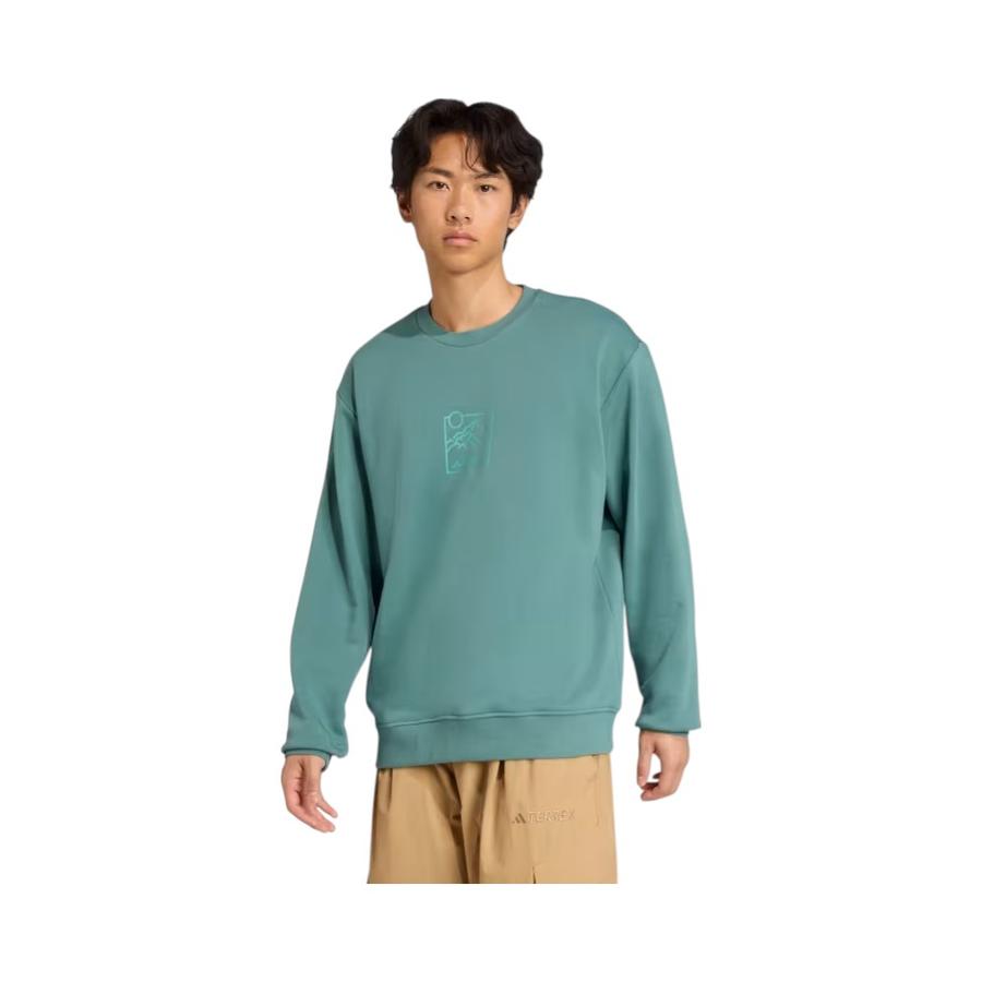 Polerón Hombre Terrex Estampado Cuello Redondo Verde Claro