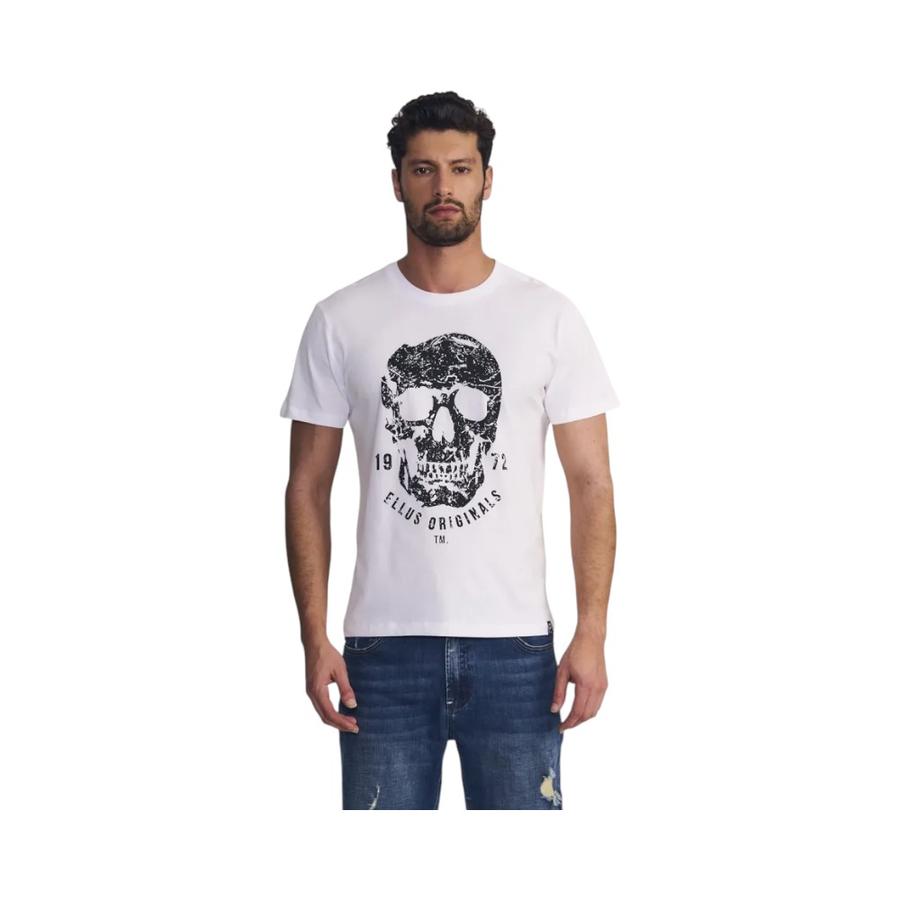 Polera Hombre Ellus Silicone Wash Calavera Blanco