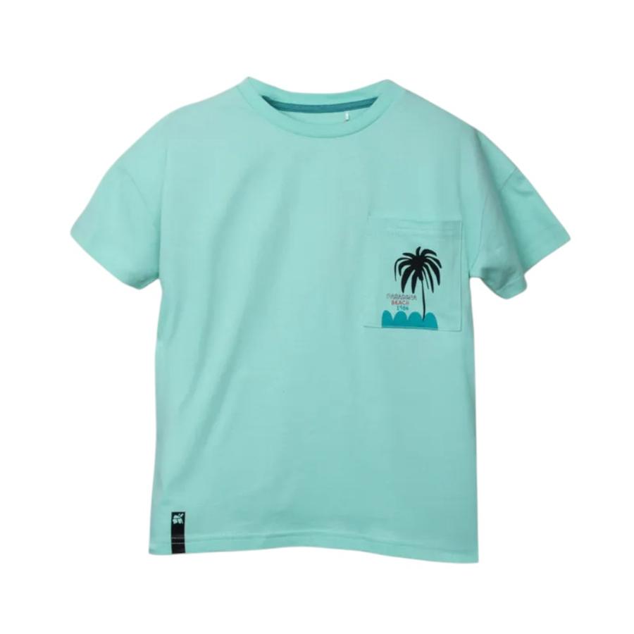 Polera Bolsillo Estampado Niño Apache Aqua
