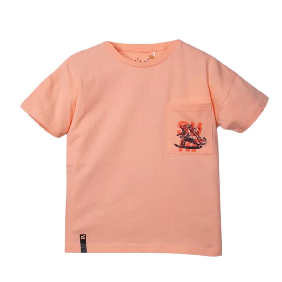 Polera Bolsillo Estampado Niño Apache Coral
