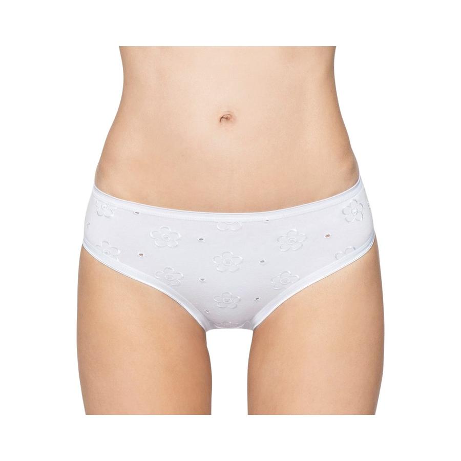 Bikini Cotton Spandex Bordado Mujer Lady Genny Blanco