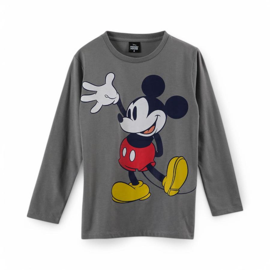 Polera Infantil TBC Mickey Classic Manga Larga Gris