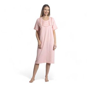 Camisa Para Dormir Mujer Mon Amour Algodón Pasacinta Rosado