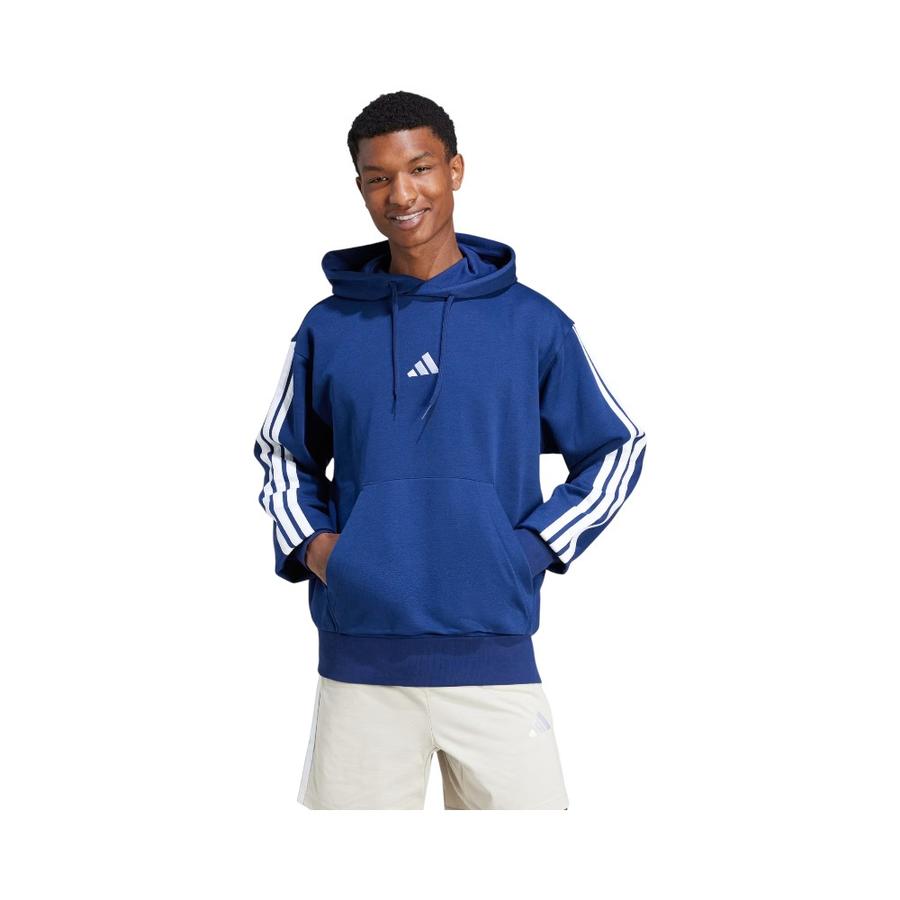 Polerón Hoodie Hombre Adidas Essentials 3 Stripes Azul