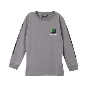 Polera Manga Larga Infantil Creeper Minecraft Gris
