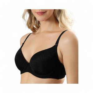 Sostén Mujer Flores 4181 Sin Push Up Jacquard Copa B Negro