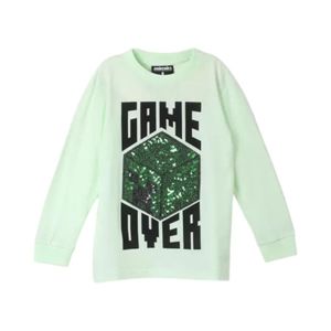 Polera Manga Larga Niño TBC Minecraft Game Over Blanco