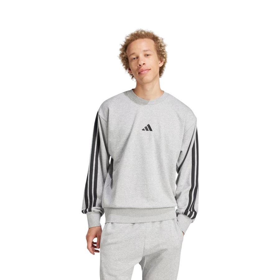 Polerón Deportivo Hombre Adidas Essentials 3 Tiras Gris