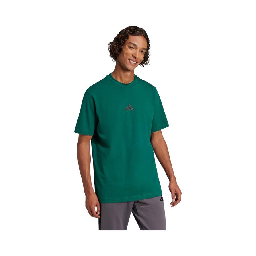 Polera Algodón Hombre Adidas Essentials Small Logo Verde