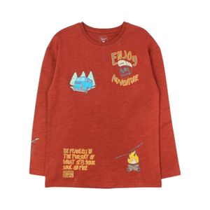 Polera Manga Larga Niño Ficcus Foresta 2520330 Burdeo