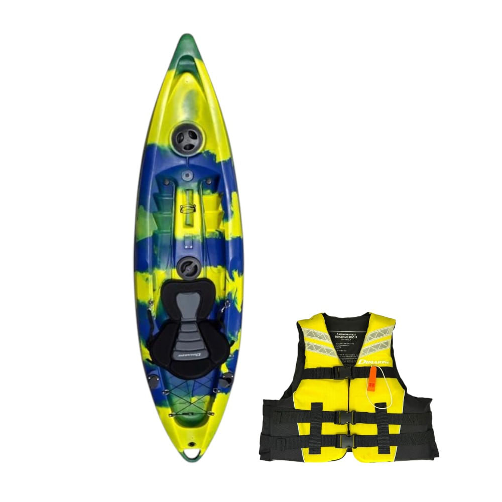 Kayak Single Travel Dimarine Azul/Amarillo/Verde