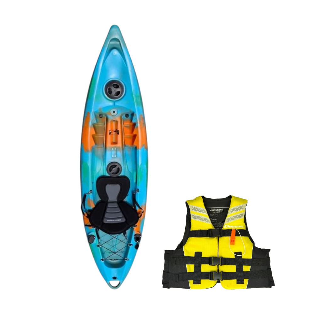 Kayak Single Travel Dimarine Naranjo/Celeste/Verde
