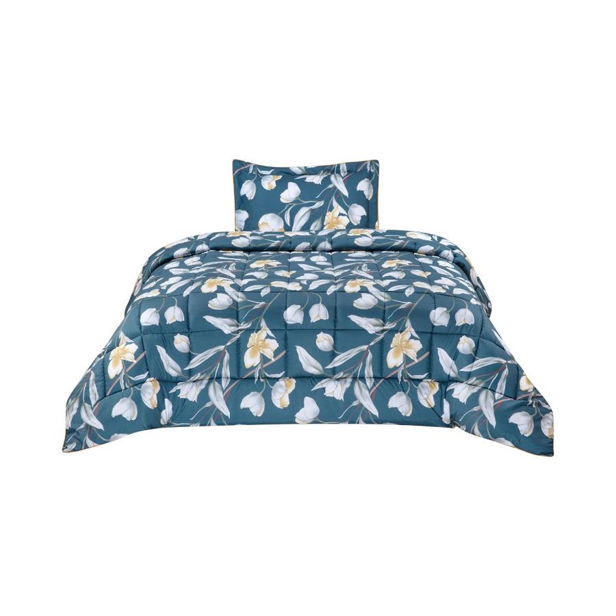 Plumón 1.5 Plazas Matiz Classic Estampado Azul Petróleo