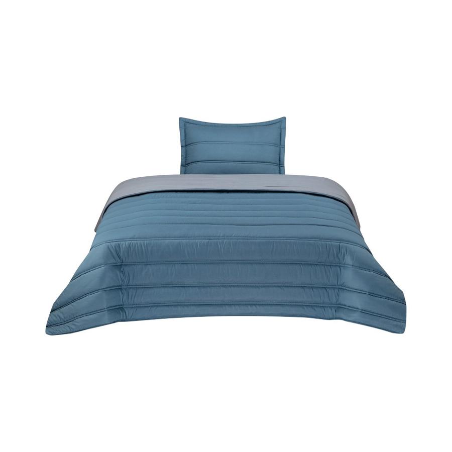 Plumón 1.5 Plazas Matiz Classic Bicolor Gris Petróleo