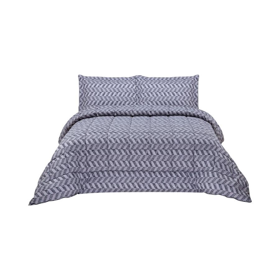 Plumón Matiz Geometric Estampado 2 Plazas Gris