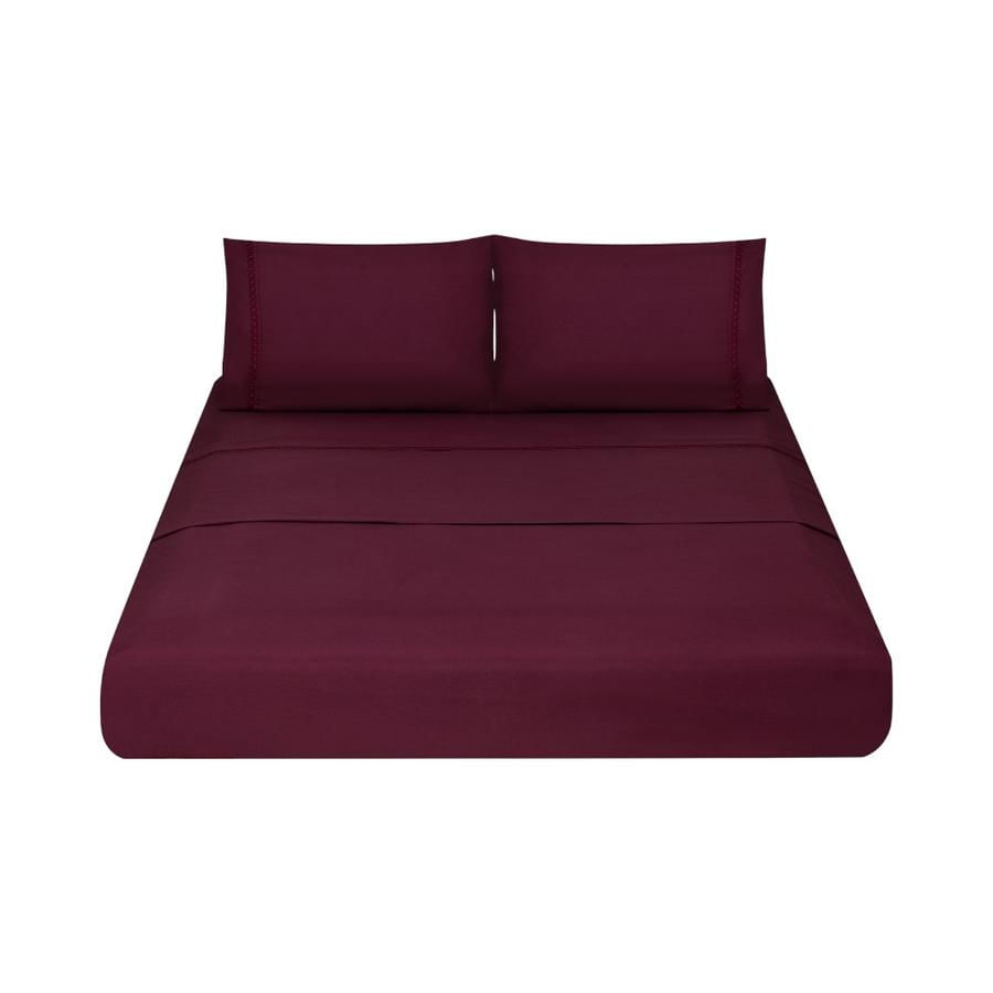 Juego de Sábanas Matiz Geometric Lisa 2 Plazas Burdeo