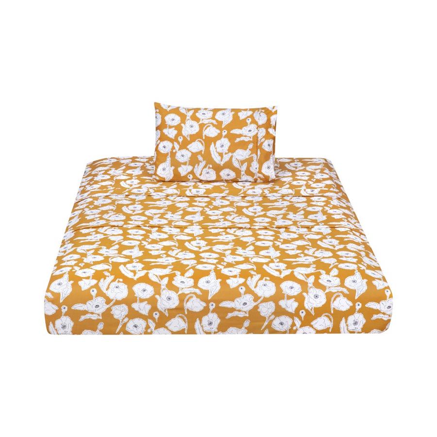 Juego de Sábanas Matiz Botanic Estampado 1.5 Plazas Mostaza