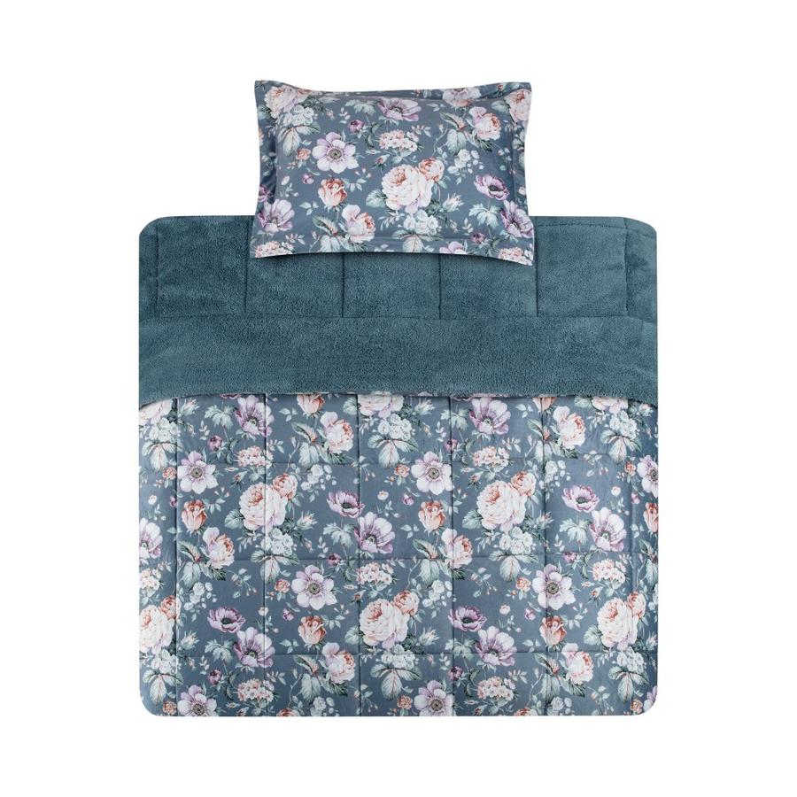 Plumón Matiz Velvet Estampado 1.5 Plazas Floral Verde