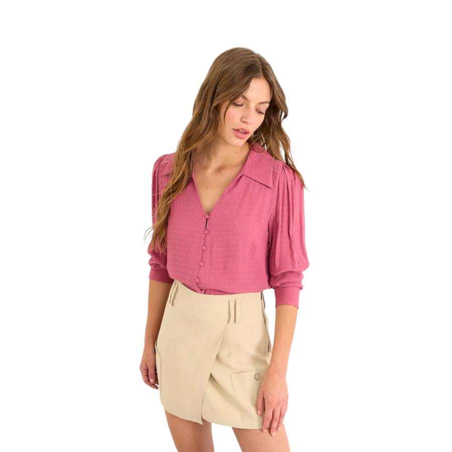 Blusa Camisera Mujer IO Cuello V con Pretina Rosado