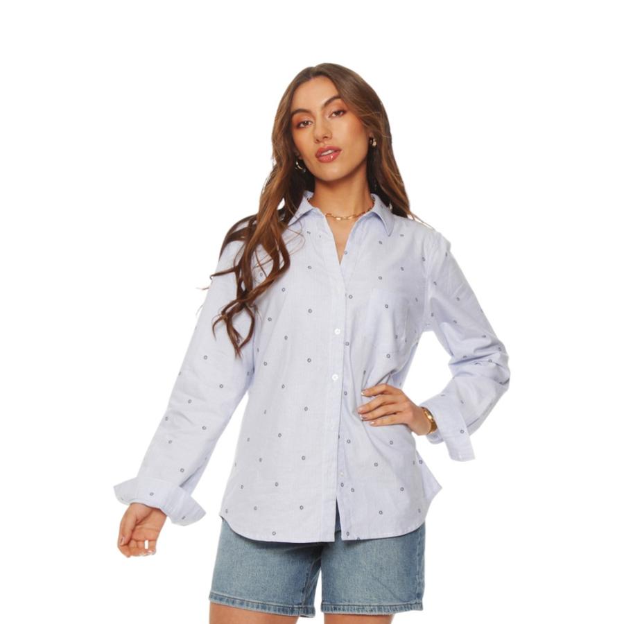 Blusa Manga Larga Mujer Wados Listada Pattern Celeste
