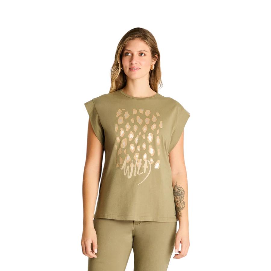 Polera Mujer Weekend Manga Corta Oliva