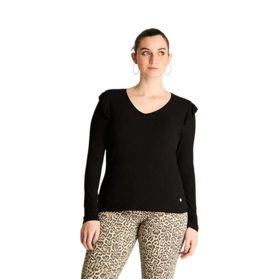 Polera Mujer Weekend con Volantes Negro