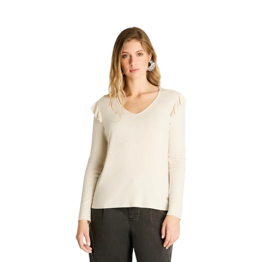 Polera Mujer Weekend con Volantes Beige