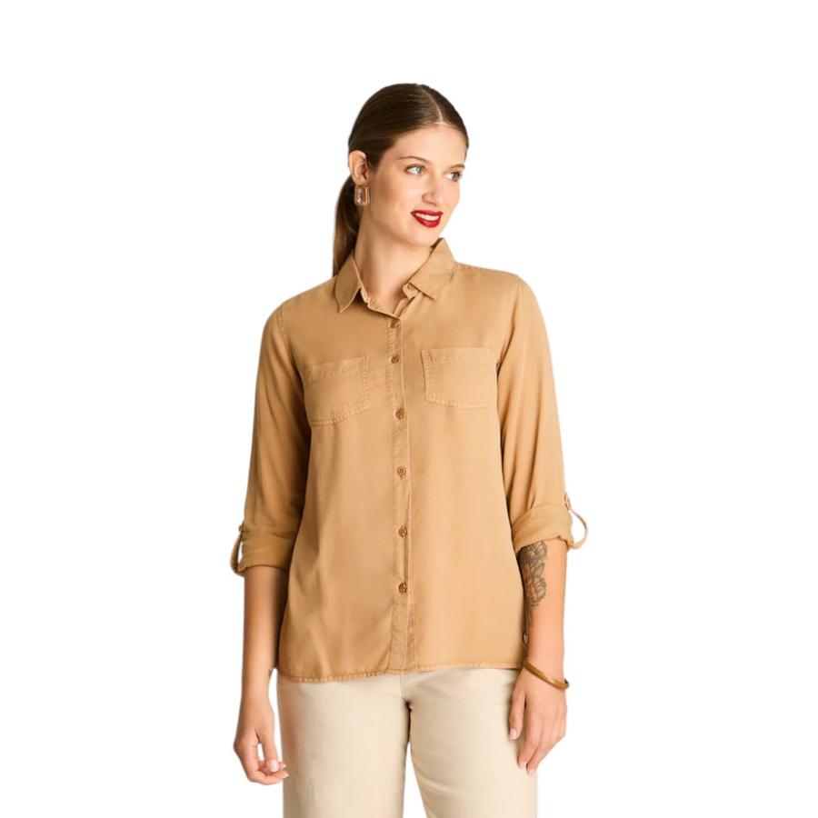 Blusa Mujer Weekend Manga Larga Roll Up Camel