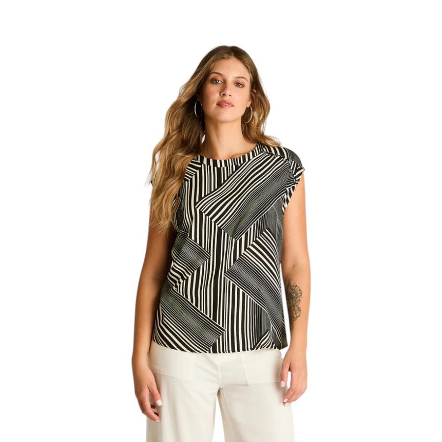 Blusa Mujer Weekend Manga Corta Negro