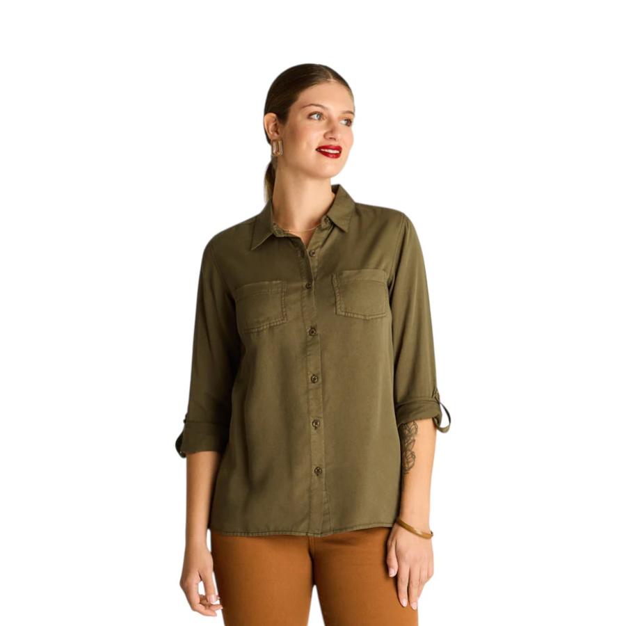 Blusa Mujer Weekend Manga Larga Roll Up Oliva