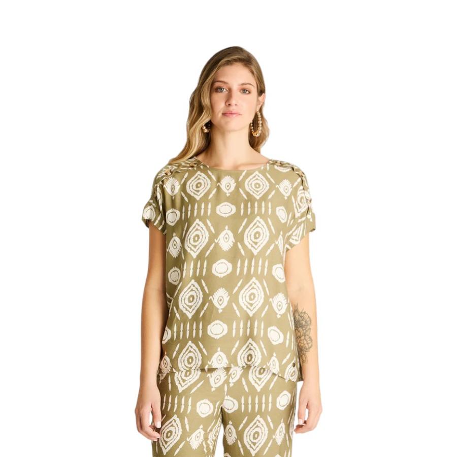 Blusa Mujer Weekend con Estampado Étnico Verde