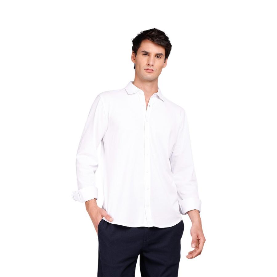 Camisa Hombre Arrow Piqué Lisa Spandex Blanco