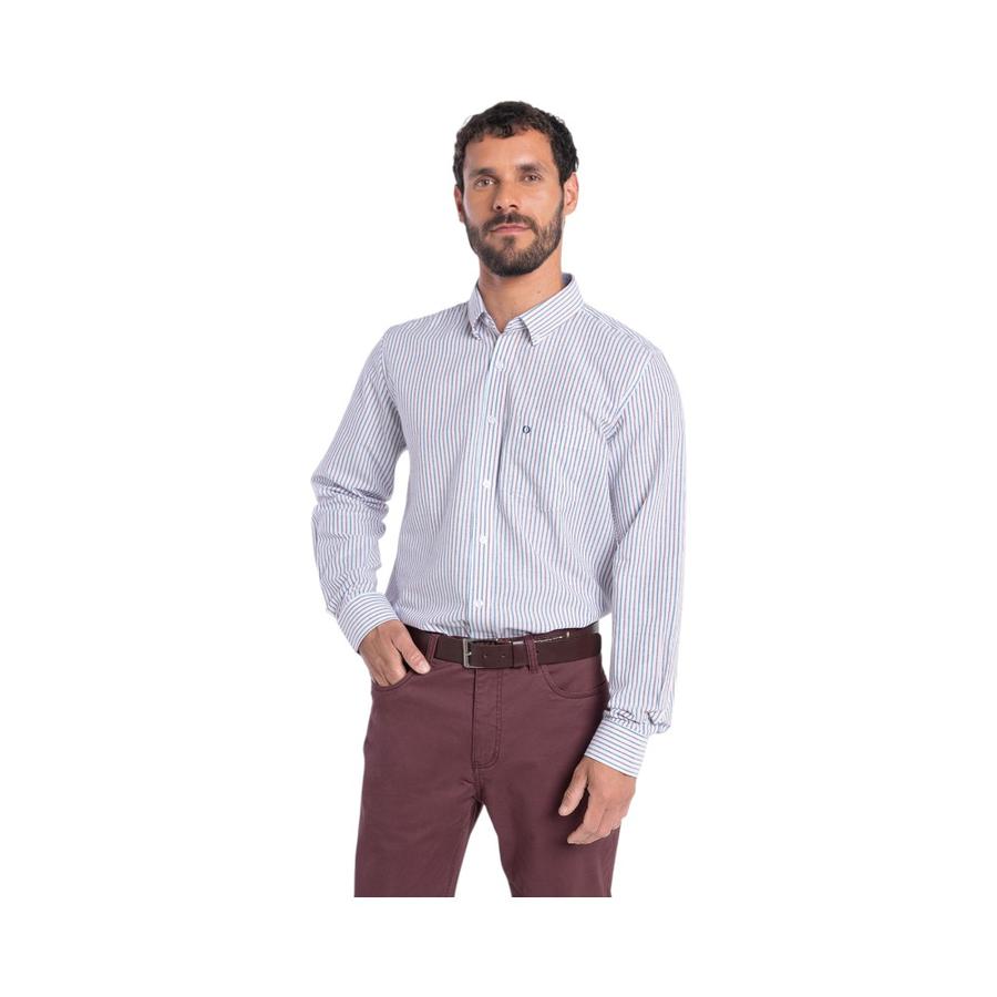 Camisa Hombre Potros Bergen Oxford Rayas Vino