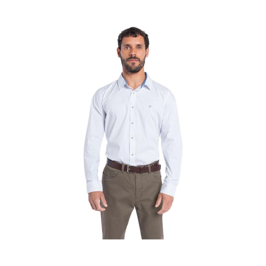 Camisa Hombre Potros Sevilla Trevira Estampada Blanco