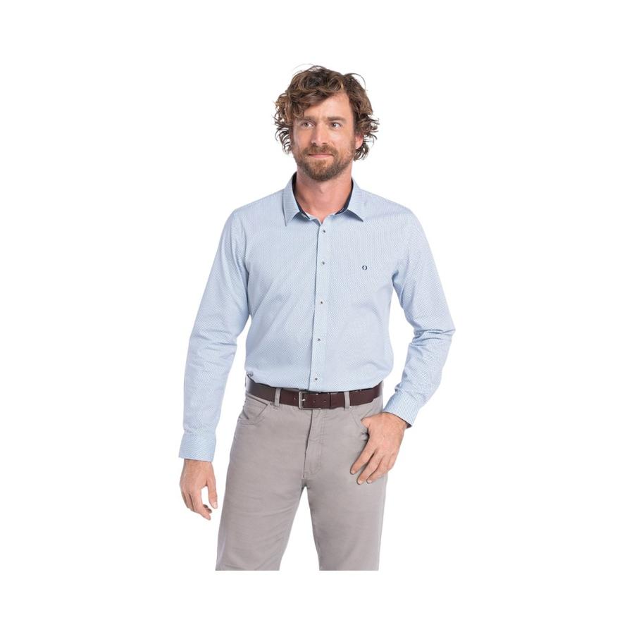 Camisa Hombre Potros Sevilla Trevira Estampada Azul