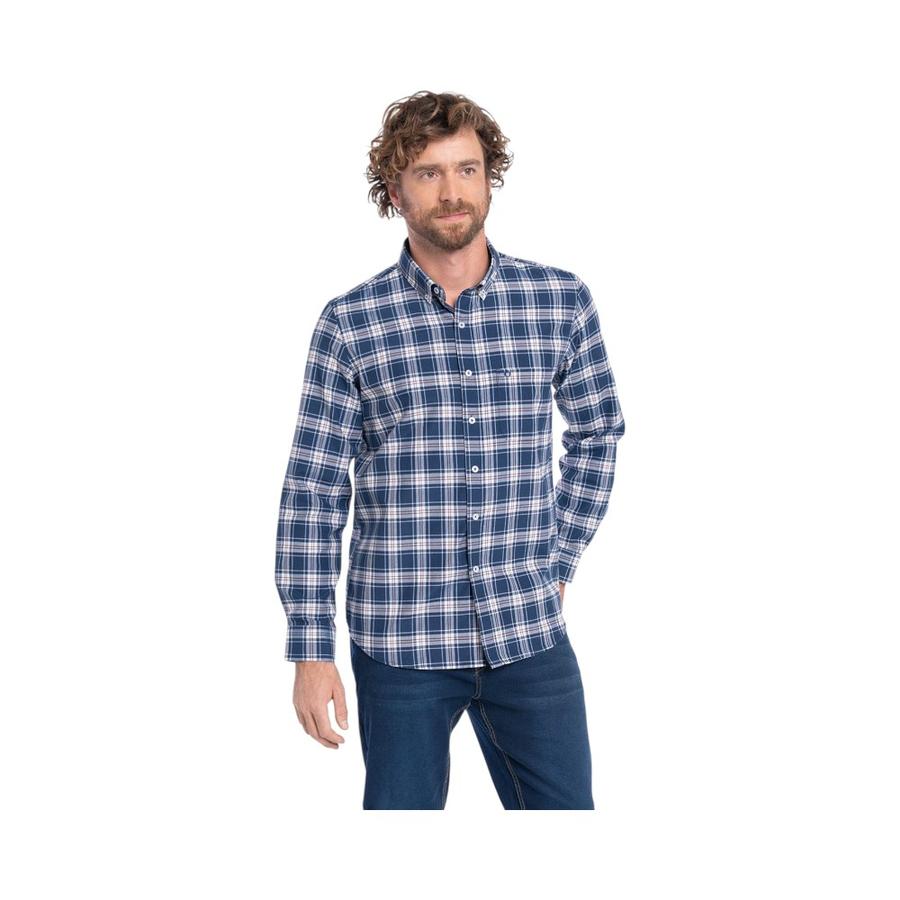 Camisa Hombre Potros Oxford Cuadros Azul-Blanco