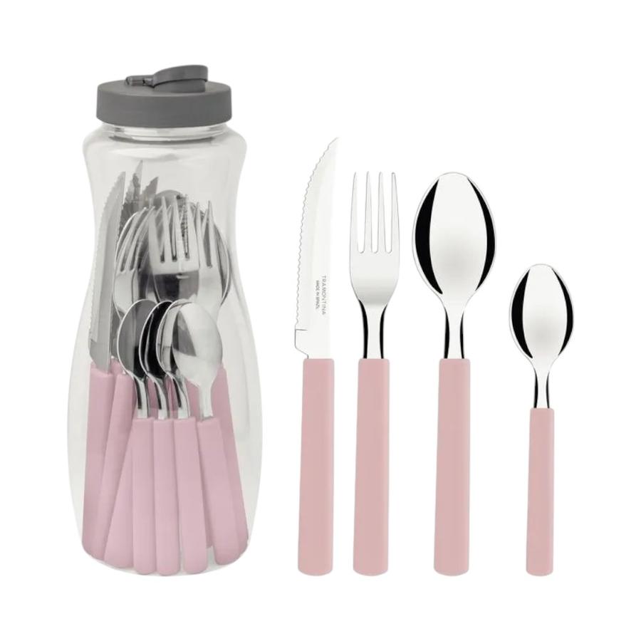 Juego de Cubiertos 16 Pzs Tramontina Gamboa Rosa