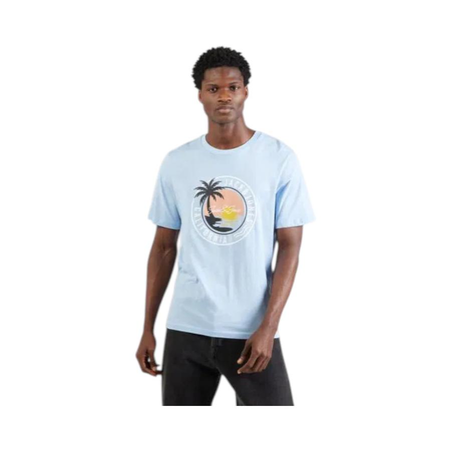 Polera Manga Corta Hombre Jack & Jones JJPALM Celeste