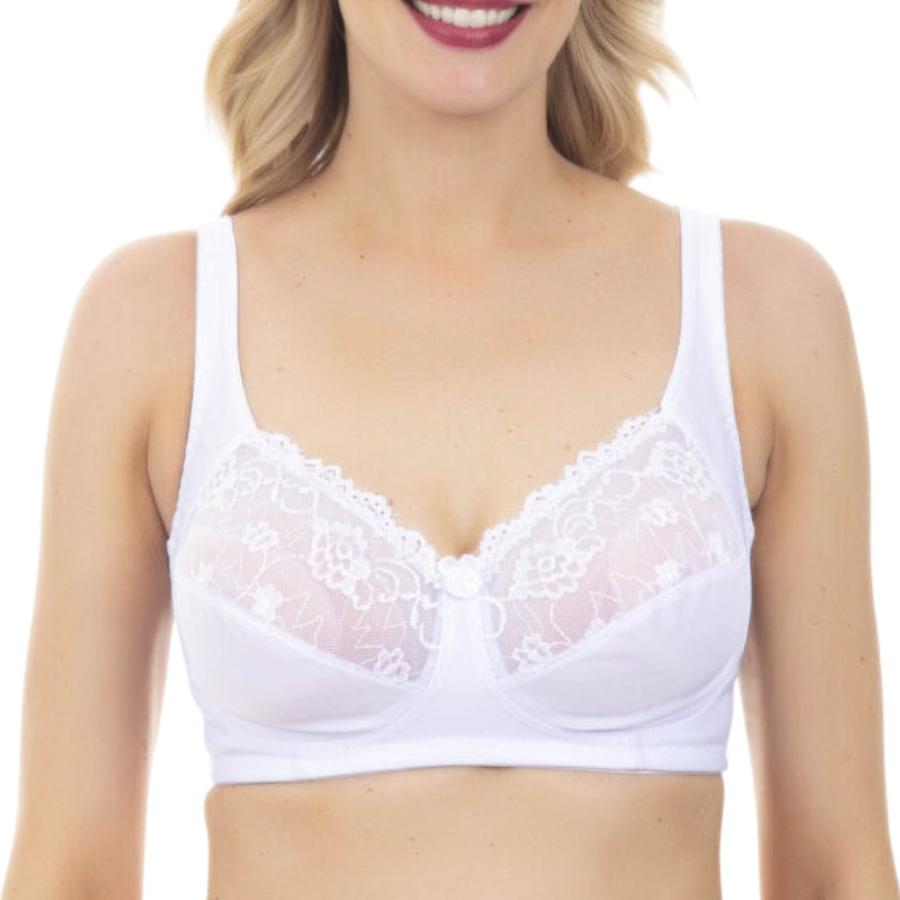 Sostén Microfibra y Encaje Mujer Lady Genny S-729D Blanco