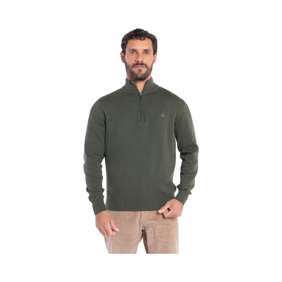 Sweater Half Zipper Hombre Potros Castellon Verde